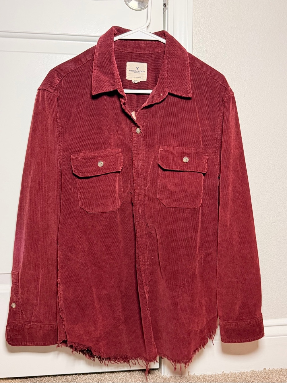 American Eagle Outfitters Corduroy Shirt Jacket - Wine Red
